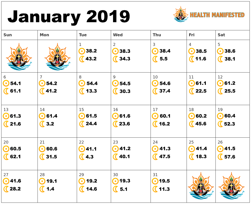 Human Design Calendar - January 2019