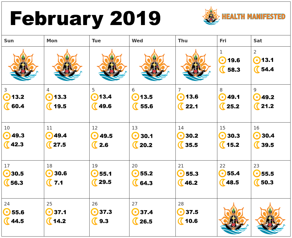 Human Design Calendar - February 2019
